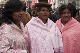 Women waiting to dance on Independence Day in Peru, Lima.