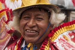 Laughs while waiting to dance, Independence Day in Peru. 