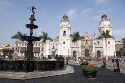 Plaza de armas, Lima, fountain and cathedral. Plaza de armas, Lima, fountain and cathedral.