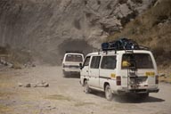 Road conditions in Colca Canyon are extremely bad, so much traffic, where does the money go? Asks a driver. Peru is a corrupt country.