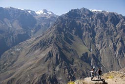 On the edge of Colca Canyon, twin boys. Peru.