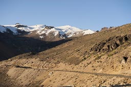 Andes in Peru, snow capped peaks, on road Arequipa to Chivay.