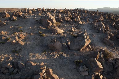 Peruvian stone desert in Andes high up at 4,850m. Road Arequipa to Chivay.