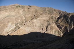 This Andean road I came down while boys sleep in back. Past Lluta Peru.