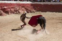 Huambo, bull and bullfighter, Peru.