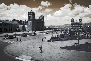 Cusco, plaza de armas with la catedral and la compania, Peru.
