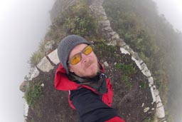 Up in the clouds Machu Picchu mountain.
