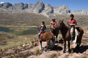 Andino riders, laguna, Cordillera Blanca rocky mountains, Peru. Andino riders, laguna, Cordillera Blanca rocky mountains, Peru.