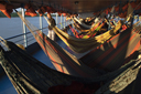 In morning light and passengers still sleep. On Maranon River, Peru.