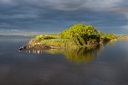 The boat is  slowing down, we ready to land, people wait, Maranon River.