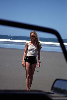 Irene the Pacific beach, through the window of our suzuki jeep