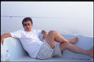 Piotr on boat