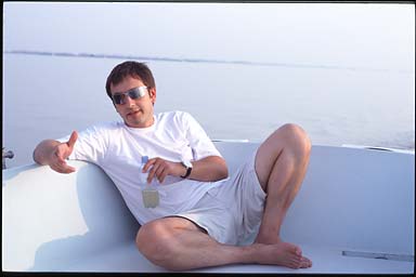 Piotr on boat with Sturm