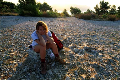 Early Morning pic of Agnieszka walking the Calanque trail