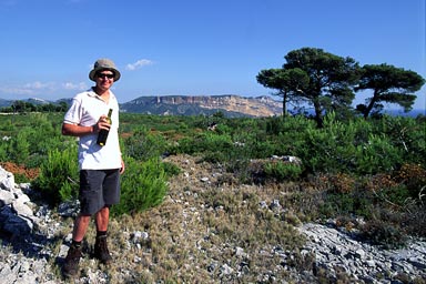 French wine in front of stunning scenery at the end of day