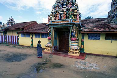 Hindu Temple Trincomalee with woman in front